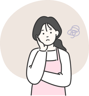 悩んでいる女性のイラスト