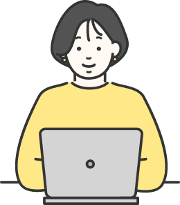 ノートパソコンを操作する女性のイラスト