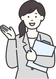 右手を挙げて説明する女性のイラスト
